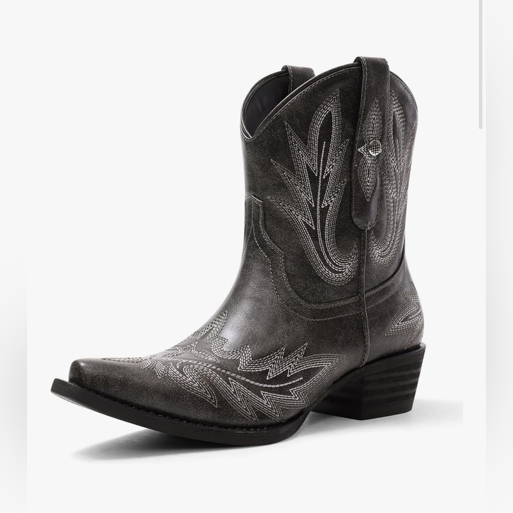 Gray Western Ankle Boots